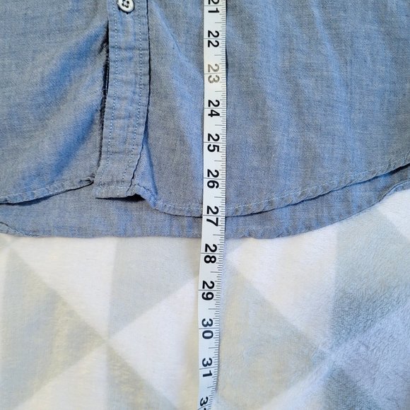 Blue Denim Casual Shirt, Western Cotton Linen Shirt, Size M - Picture 7 of 9